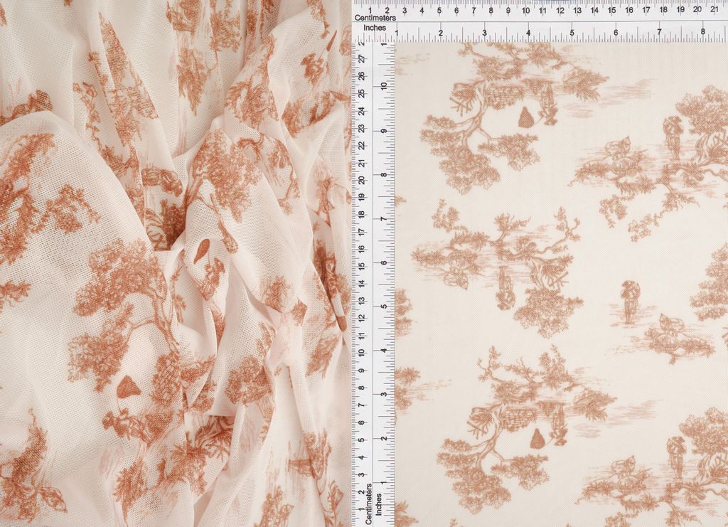 MESH-MS11502D / BROWN / 90%POLY 10%SPAN DIGITAL TOILE MESH PRINT