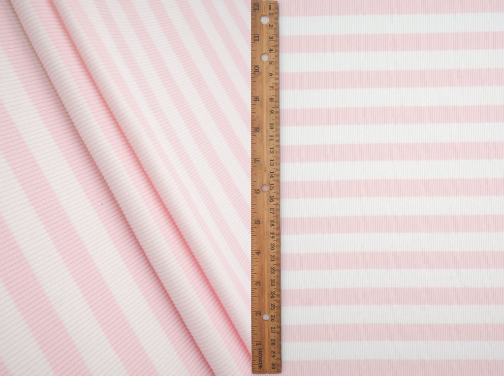 KNT4544 / PINK / 92%POLY 8%SPAN 2X2 COOL COTTON STRIPE FLEECE RIB