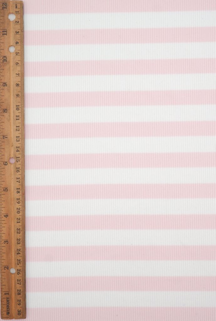 KNT4544 / PINK / 92%POLY 8%SPAN 2X2 COOL COTTON STRIPE FLEECE RIB