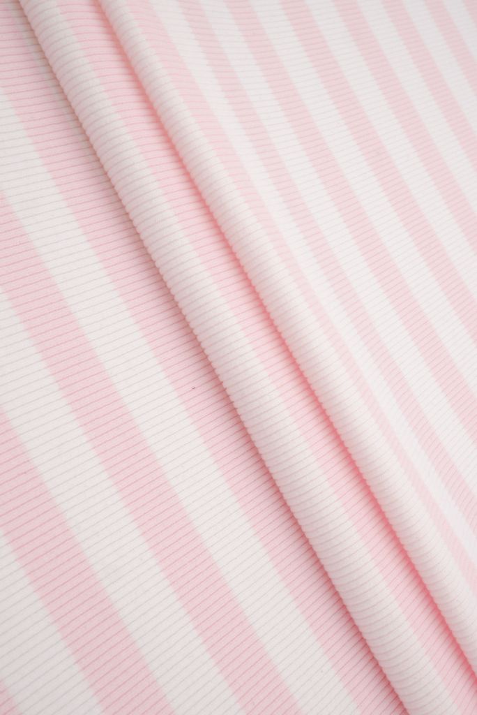 KNT4544 / PINK / 92%POLY 8%SPAN 2X2 COOL COTTON STRIPE FLEECE RIB