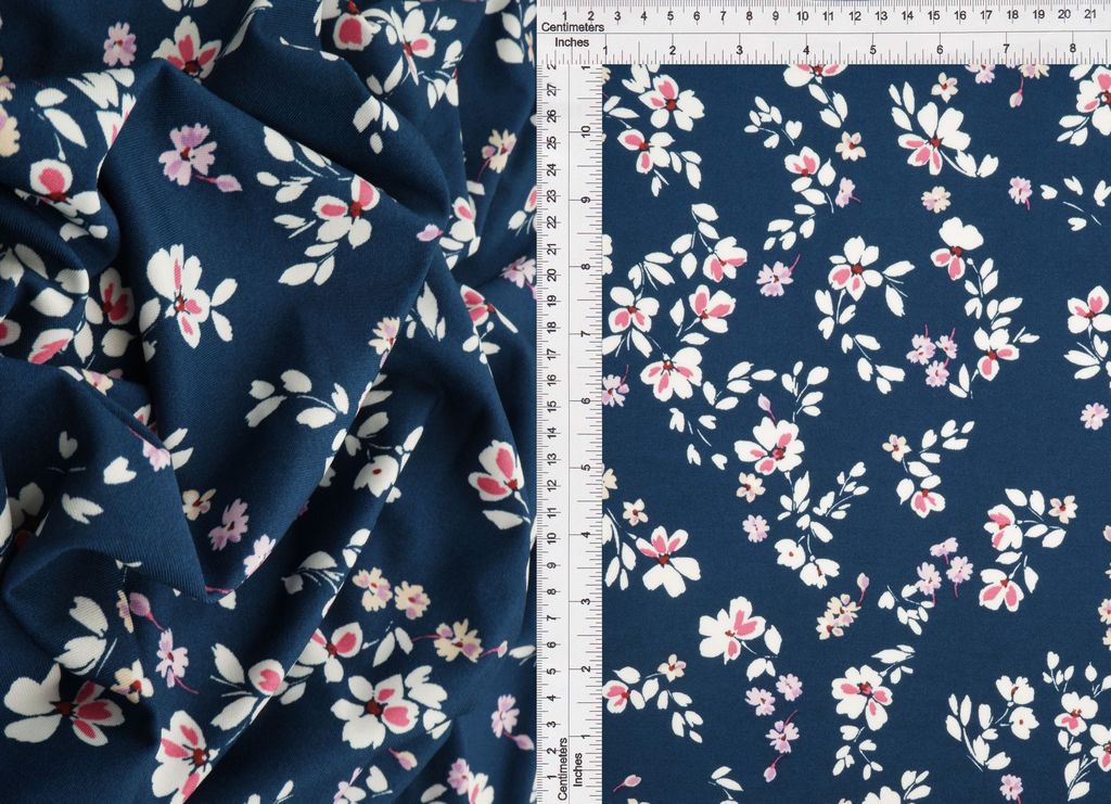 KNT4498-M11016B / NAVY / 96%POLY 4%SPAN DTY FLORAL PRINT