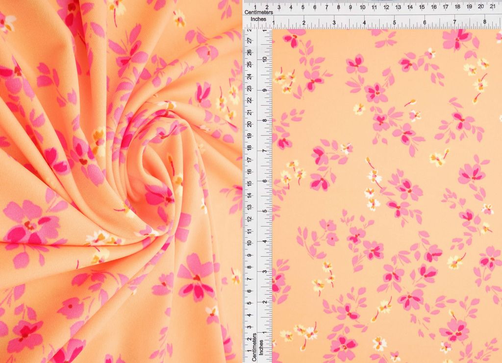 KNT4498-M11016B / PEACH / 96%POLY 4%SPAN DTY FLORAL PRINT