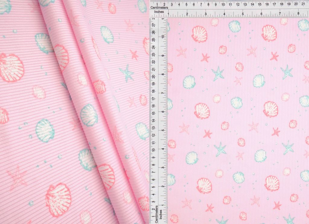 CF-MS11505 / PINK LT. / 94%P 6%SP COTTON FEEL 2X2 RIB UNDER THE SEA PRINT