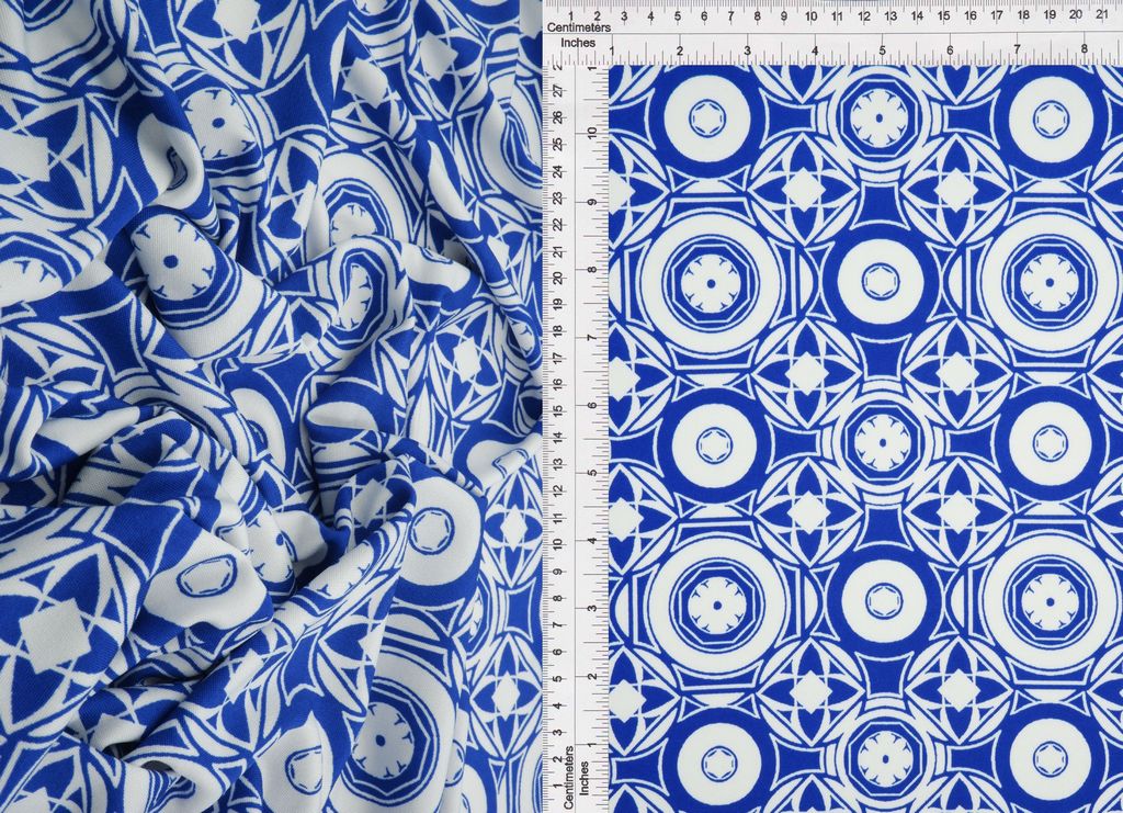 KNT4498-MS11192 / ROYAL / 96%POLY 4%SPAN DTY GEO PRINT