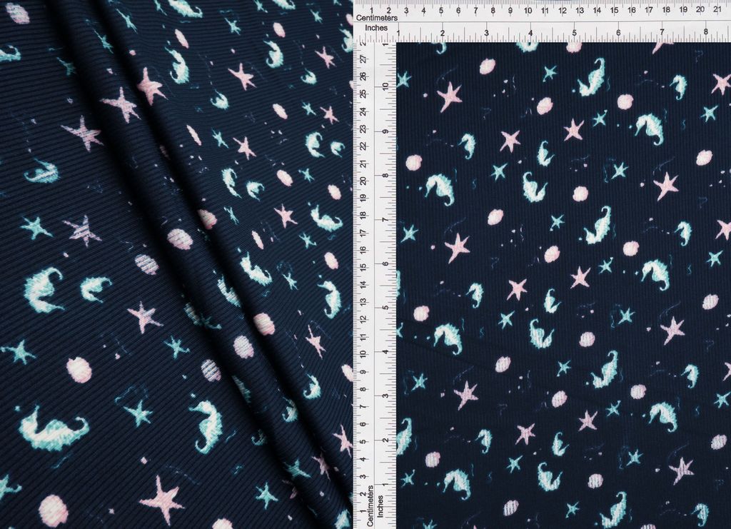 CF-MS11506 / NAVY / 94%P 6%SP COTTON FEEL 2X2 RIB UNDER THE SEA PRINT