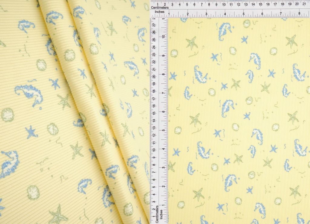 CF-MS11506 / BUTTER YELLOW / 94%P 6%SP COTTON FEEL 2X2 RIB UNDER THE SEA PRINT