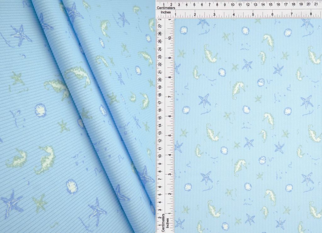 CF-MS11506 / BLUE POWDER / 94%P 6%SP COTTON FEEL 2X2 RIB UNDER THE SEA PRINT