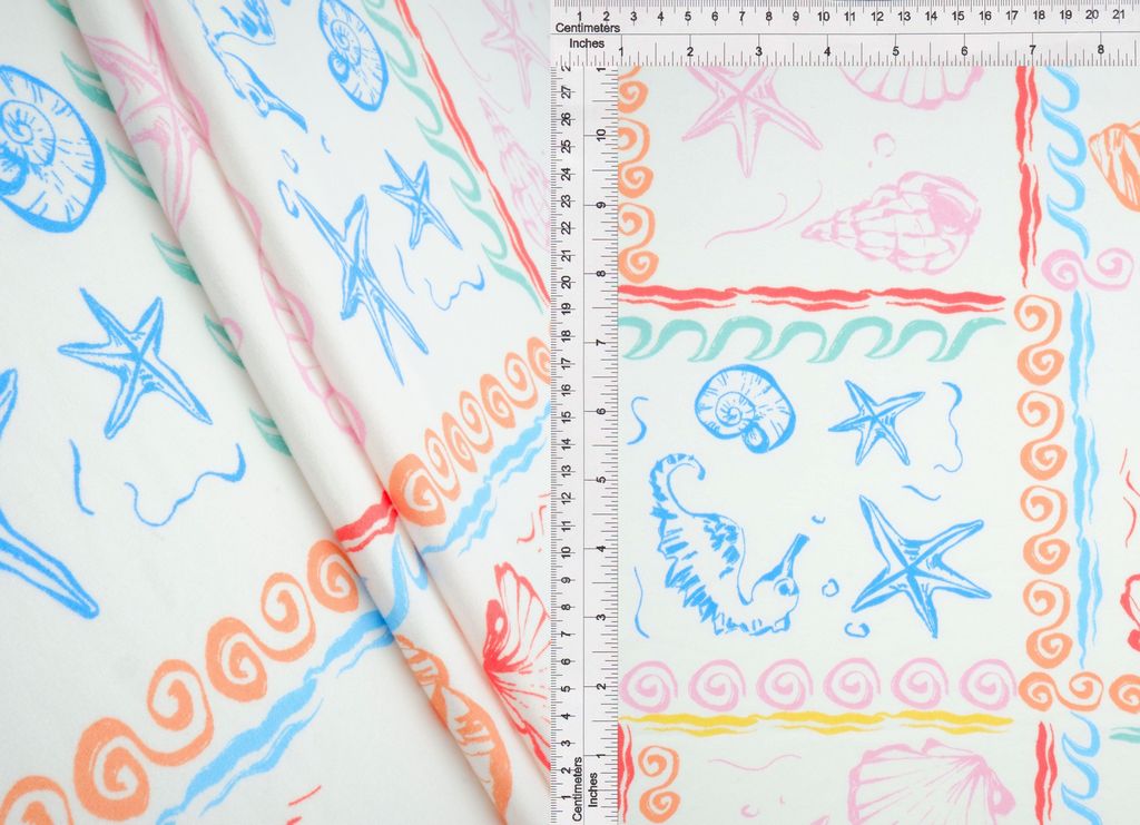 KNT4520-MS11504 / IVORY / 96%POLY 4%SPAN DTY BRUSHED UNDER THE SEA PRINT