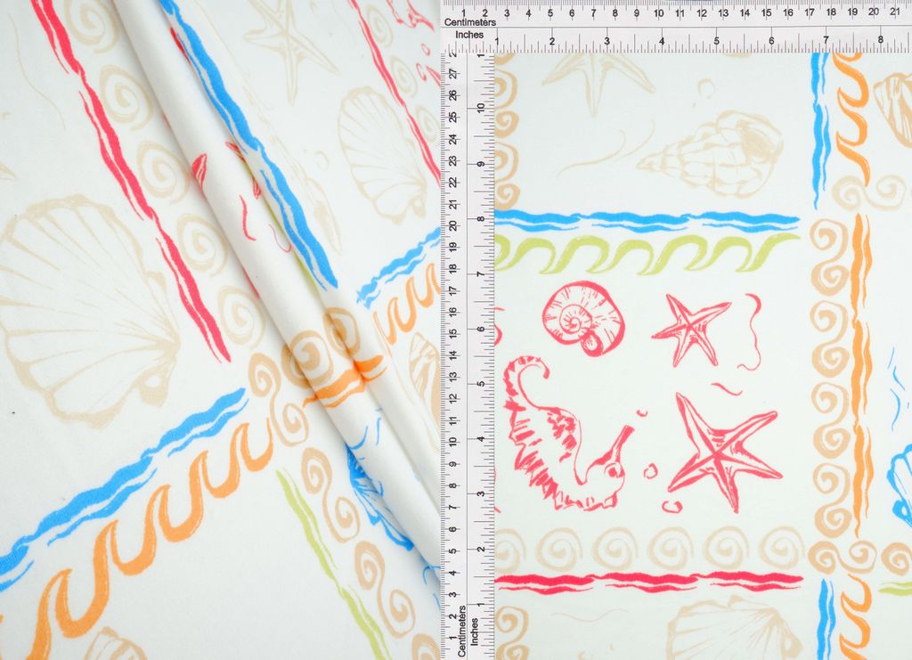 KNT4520-MS11504 / BEIGE / 96%POLY 4%SPAN DTY BRUSHED UNDER THE SEA PRINT