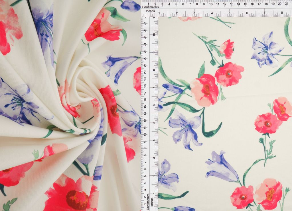 KNT4498-M11507D / IVORY / 96%POLY 4%SPAN DIGITAL FLORAL DTY PRINT