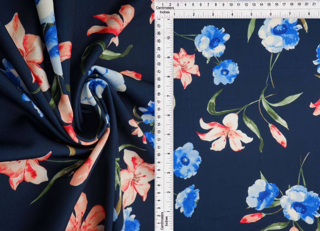 KNT4498-M11507D / NAVY / 96%POLY 4%SPAN DIGITAL FLORAL DTY PRINT