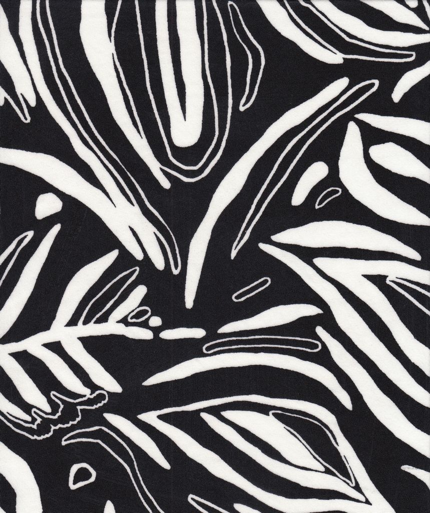 KNT4498-MS11348 / BLACK / 96%POLY 4%SPAN DTY LEAF PRINT