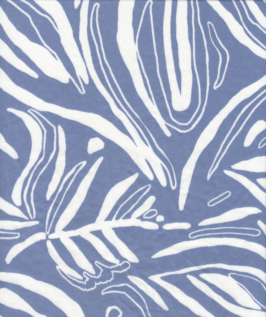 KNT4498-MS11348 / DENIM VINTAGE / 96%POLY 4%SPAN DTY LEAF PRINT