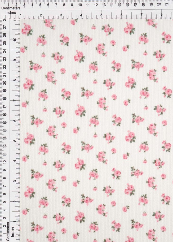 KNT4463-S50368B / IVORY/ROSE / 77%P 18%R 5%SP DOUBLE KNIT COZY DIGITAL DITSY PRINT