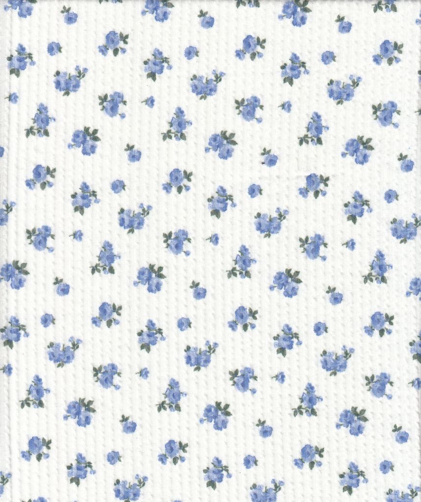 KNT4463-S50368B / IVORY/BLUE / 77%P 18%R 5%SP DOUBLE KNIT COZY DIGITAL DITSY PRINT