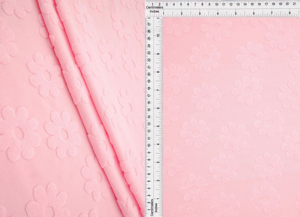 JACQ-4480 / PINK NEW / 95%POLY 5%SPAN TOWEL DAISY FLORAL JACQUARD