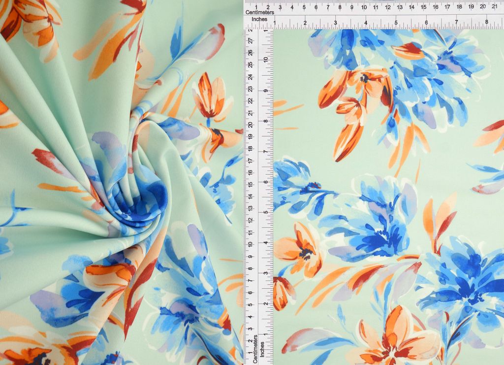 KNT4498-MS11510 / BLUE LT. / 96%POLY 4%SPAN DTY FLORAL DIGITAL PRINT