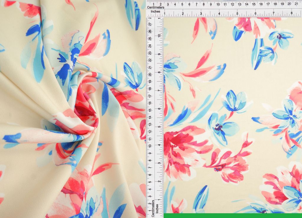 KNT4498-MS11510 / STONE / 96%POLY 4%SPAN DTY FLORAL DIGITAL PRINT
