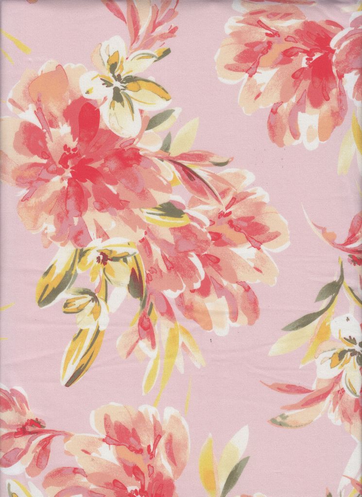 KNT4498-MS11510 / PEACH / 96%POLY 4%SPAN DTY FLORAL DIGITAL PRINT