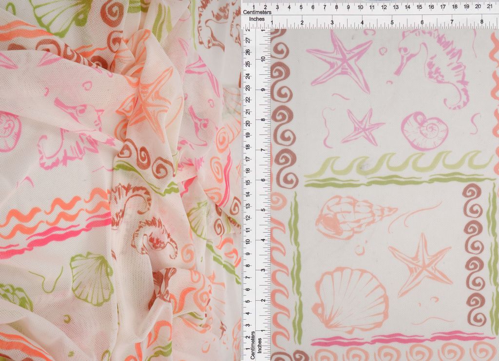 MESH-MS11504D / PINK MULTI / 90%POLY 10%SPAN DIGITAL MESH UNDER THE SEA PRINT