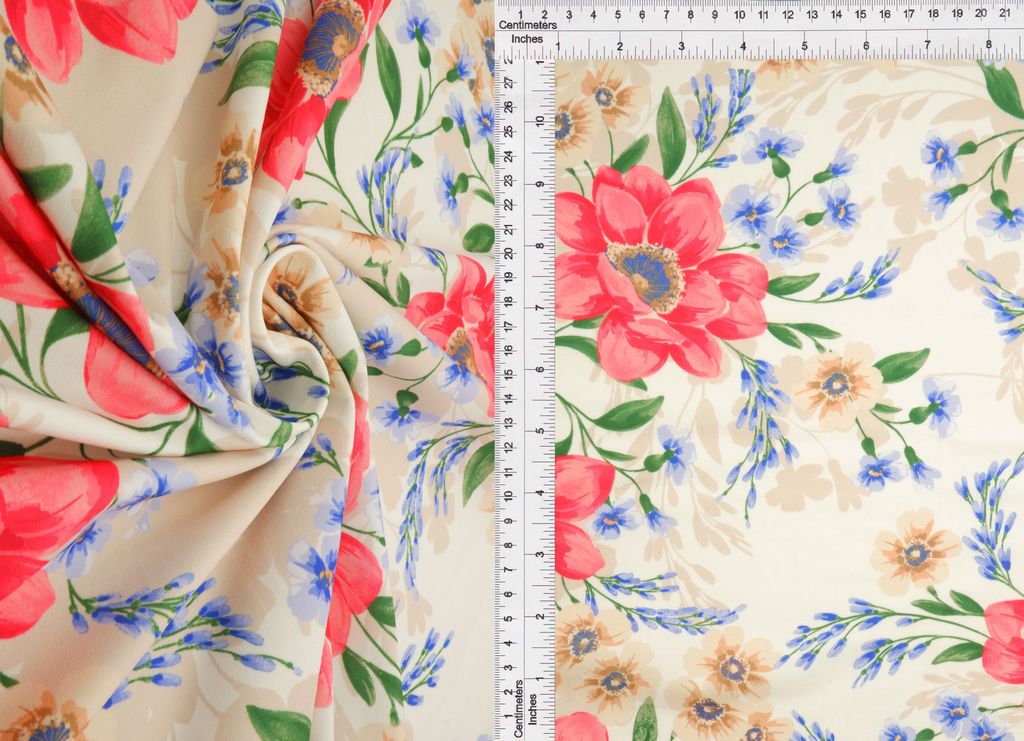 KNT4498-MS11509 / BEIGE / 96%POLY 4%SPAN DTY FLORAL DIGITAL PRINT