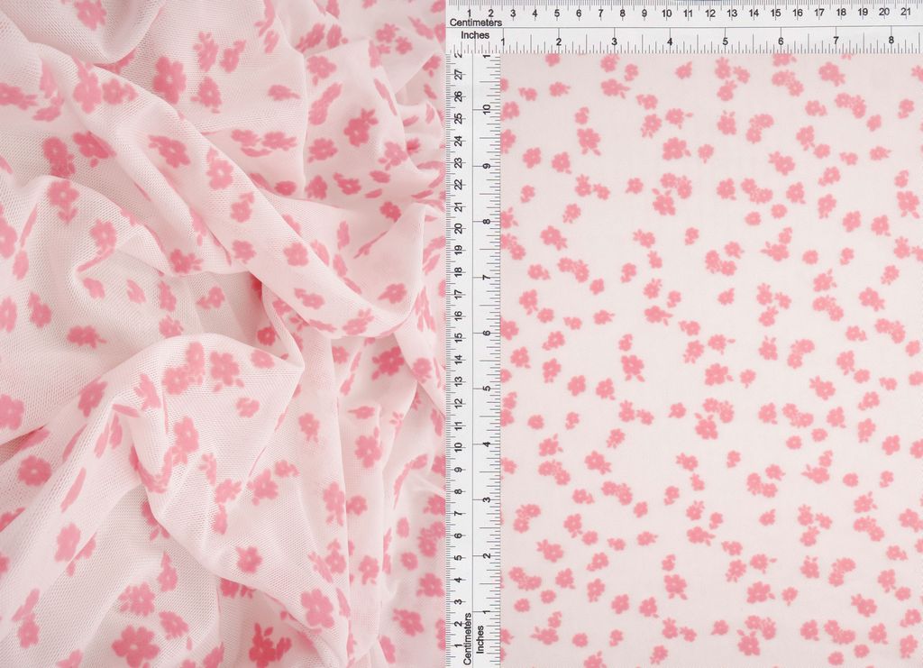 FLOCK-MS11486 / PINK LT. / 90%POLY 10%SPAN FLORAL FLOCKING MESH