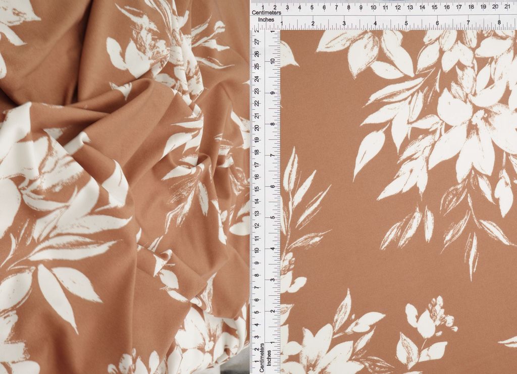 KNT4498-M11209B / MOCHA / 96%POLY 4%SPAN DTY FLORAL PRINT