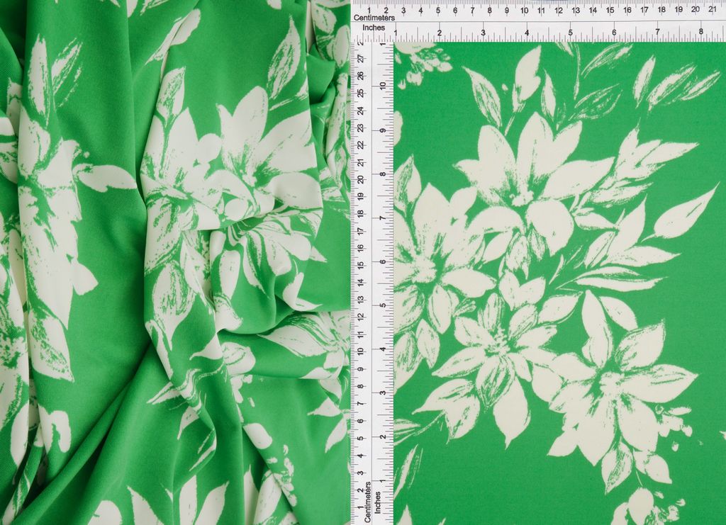 KNT4498-M11209B / GREEN / 96%POLY 4%SPAN DTY FLORAL PRINT