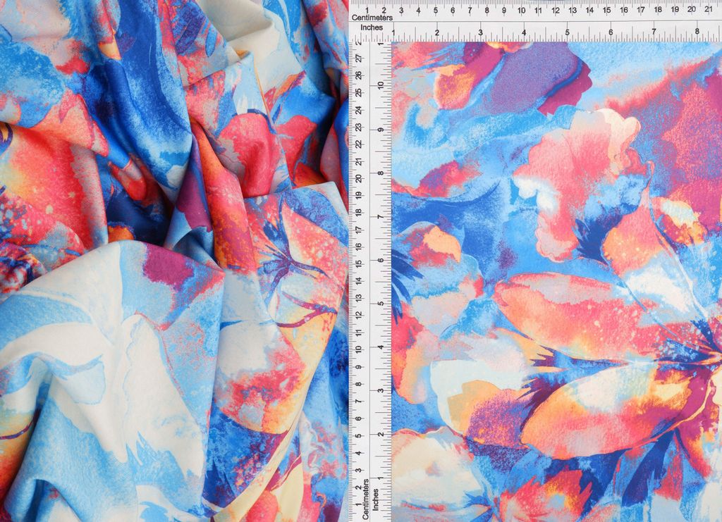 KNT4498-M11516D / BLUE LT. / 96%POLY 4%SPAN DTY LARGE FLOWER DIGITAL PRINT