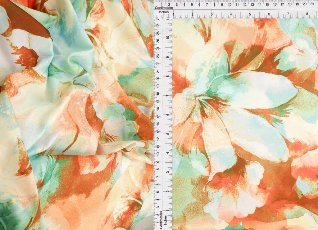 KNT4498-M11516D / BROWN/MINT / 96%POLY 4%SPAN DTY LARGE FLOWER DIGITAL PRINT
