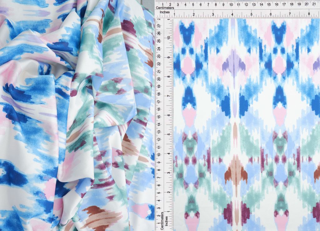 KNT4498-M11517D / BLUE MULTI / 96%POLY 4%SPAN DTY AZTEC/TRIBAL DIGITAL PRINT