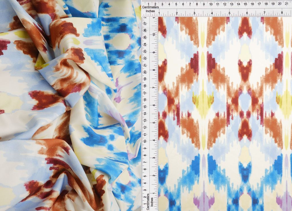 KNT4498-M11517D / BROWN MULTI / 96%POLY 4%SPAN DTY AZTEC/TRIBAL DIGITAL PRINT