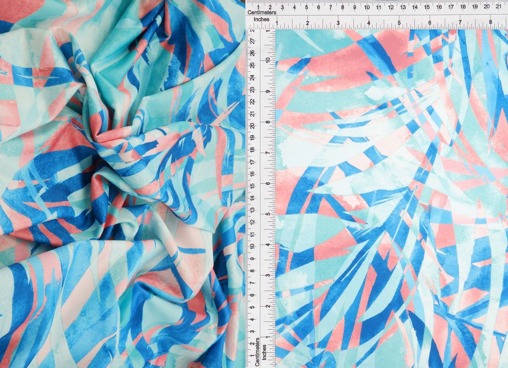 KNT4498-MS11518 / GREEN / 96%POLY 4%SPAN DTY TROPICAL LEAF DIGITAL PRINT
