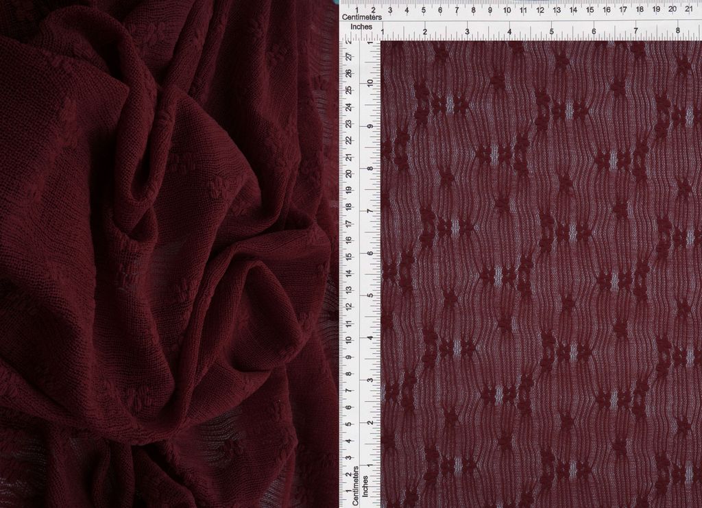 LACE4630 / BURGUNDY / 92%NYLON 8%SPAN DITSY BUBBLE LACE