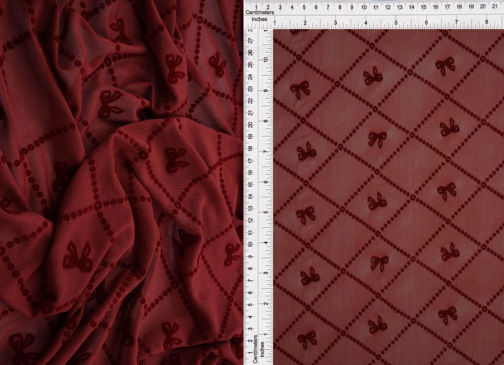 FLOCK-MS11377 / CHERRY RED / 90%POLY10%SPAN BOW TIE/CONVERSATIONAL FLOCKING MESH