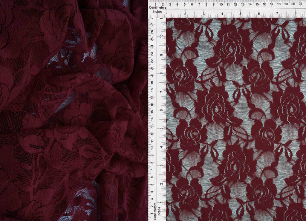 LACE1379 SOLID / BURGUNDY / 92%Nylon 8%Span Nylon Lace Solid
