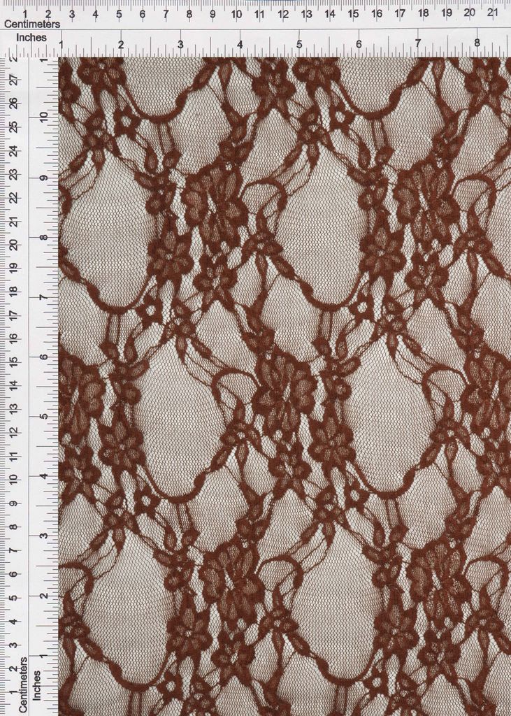 LACE-1483 / BROWN / 92%NYLON 8%SPANDEX FLORAL LACE