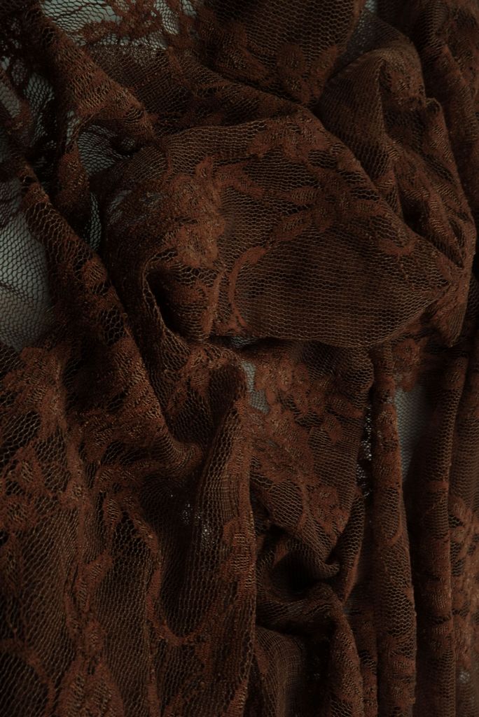 LACE-1483 / BROWN / 92%NYLON 8%SPANDEX FLORAL LACE