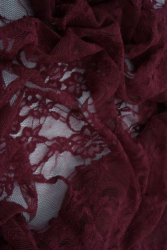 LACE-1483 / BURGUNDY / 92%NYLON 8%SPANDEX FLORAL LACE