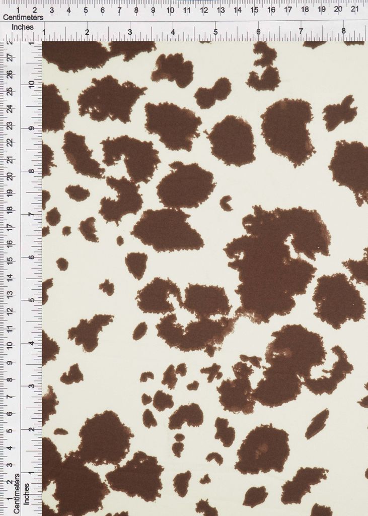 KNT4520-MS11098 / OATMEAL/BROWN / 96%POLY 4%SPAN DTY BRUSHED COW ANIMAL PRINT