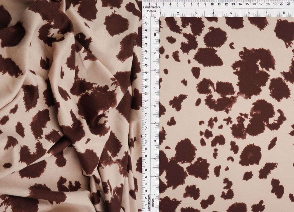 KNT4520-MS11098 / TAUPE/BROWN / 96%POLY 4%SPAN DTY BRUSHED COW ANIMAL PRINT