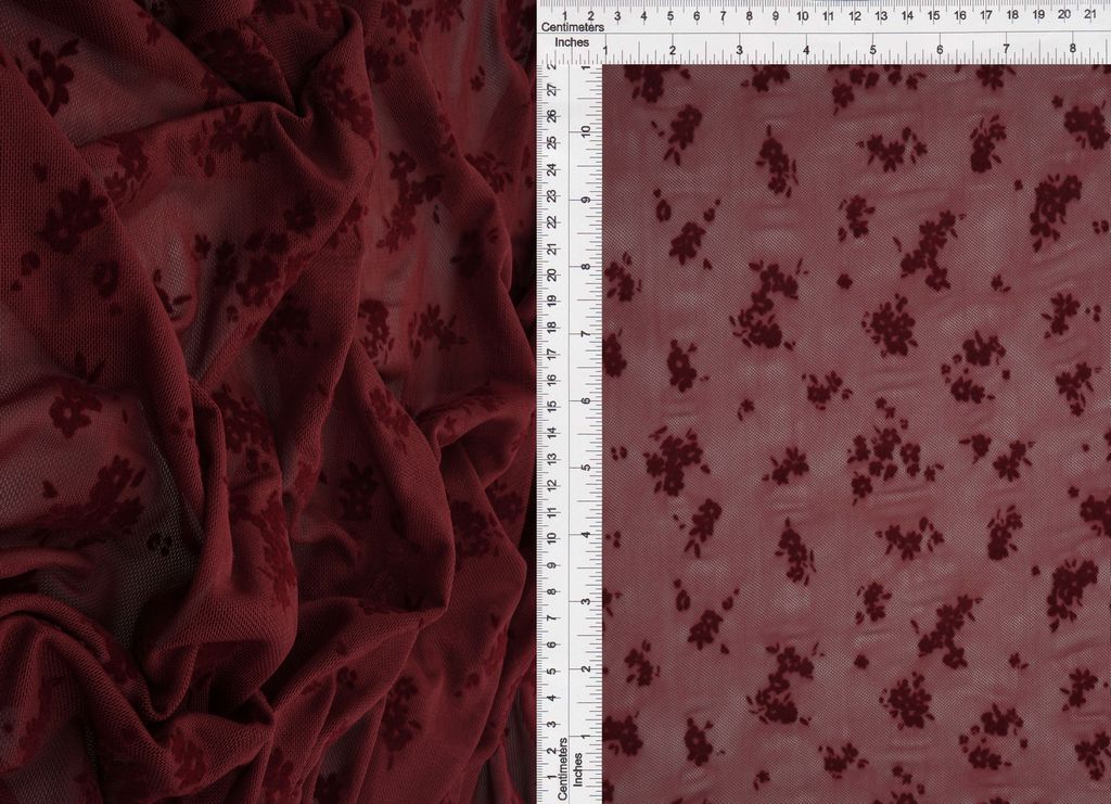 FLOCK-MS11282 / BURGUNDY / 90%POLY 10%SPAN DITSY FLOCKING MESH
