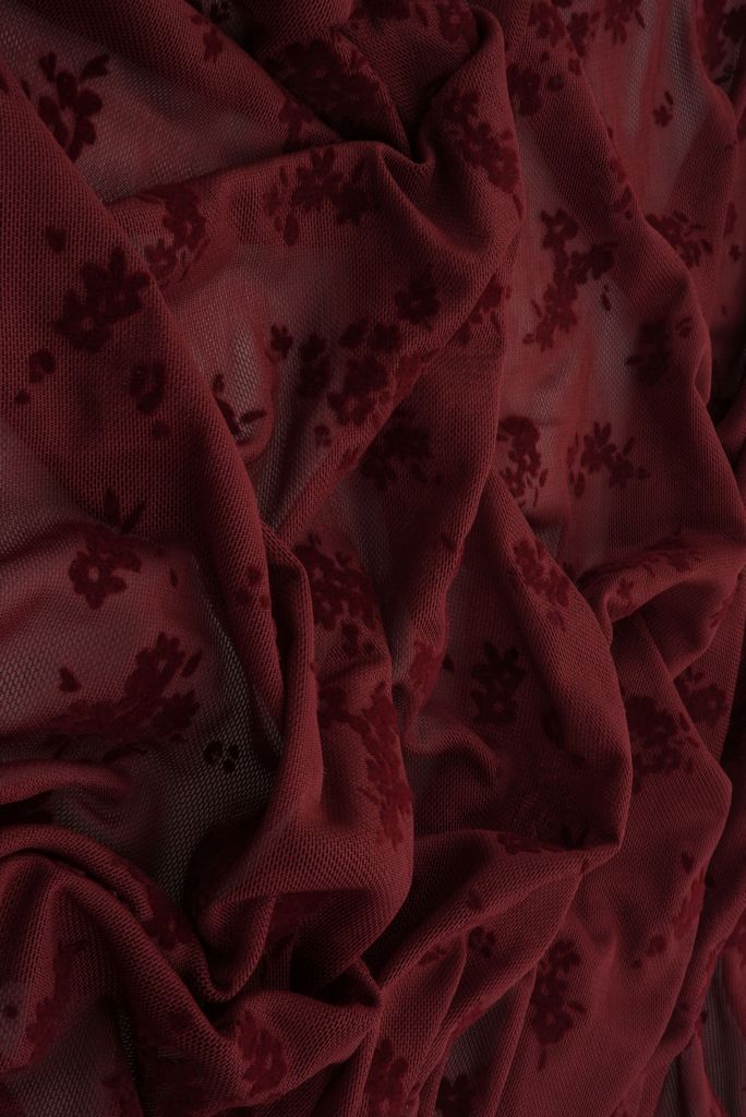 FLOCK-MS11282 / BURGUNDY / 90%POLY 10%SPAN DITSY FLOCKING MESH