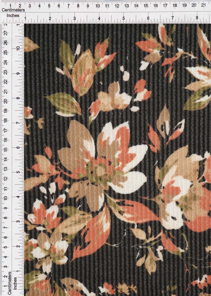 KNT4463-MS11312 / BLACK / 77%POLY 18%RAY 5%SP DOUBLE KNIT COZY FLORAL PRINT