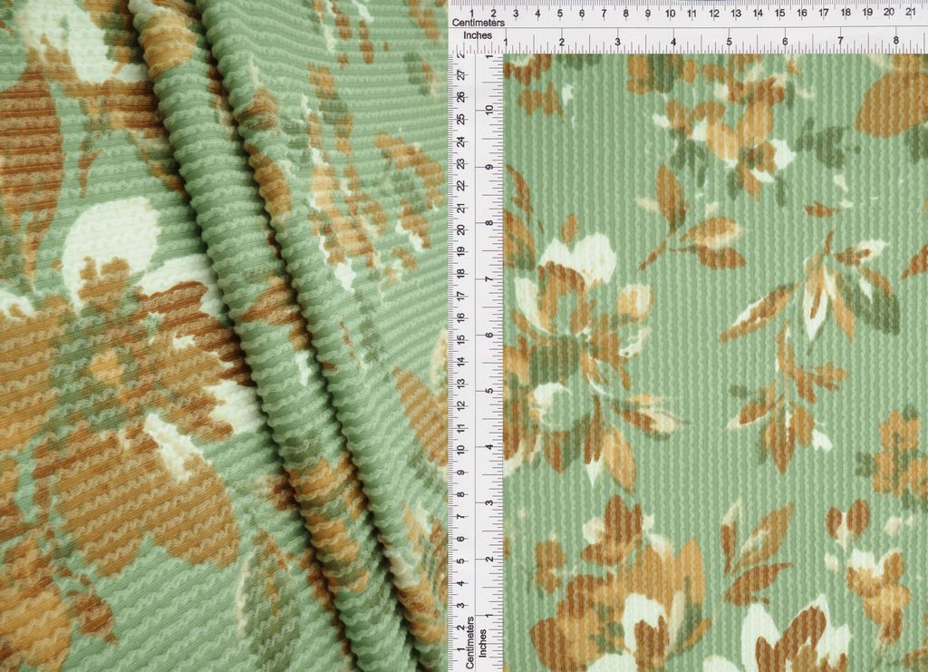 KNT4463-MS11312 / SAGE DK. / 77%POLY 18%RAY 5%SP DOUBLE KNIT COZY FLORAL PRINT