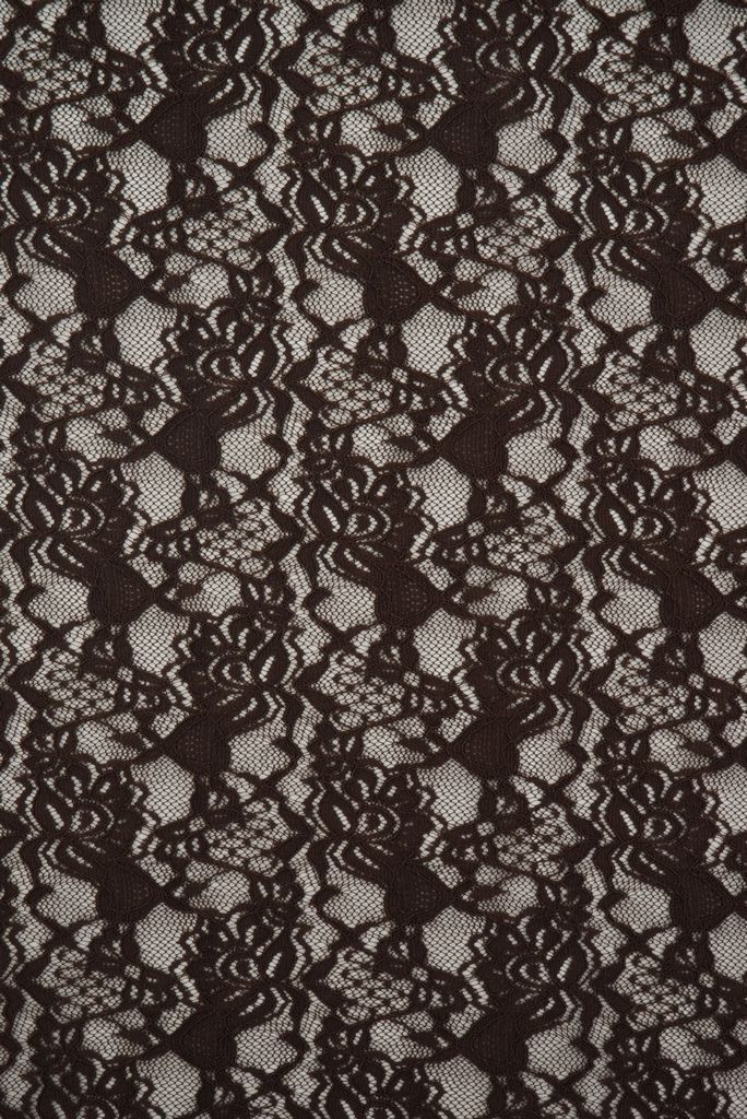 LACE4478 / BROWN DK / 95%NYLON 5%SPAN FLORAL DOUBLE BORDER LACE