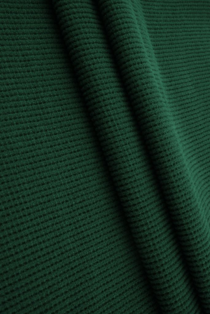KNT4612 / HUNTER GREEN / 97%POLY 3%SPANDEX 2x2 FLEECE WAFFLE SOLID