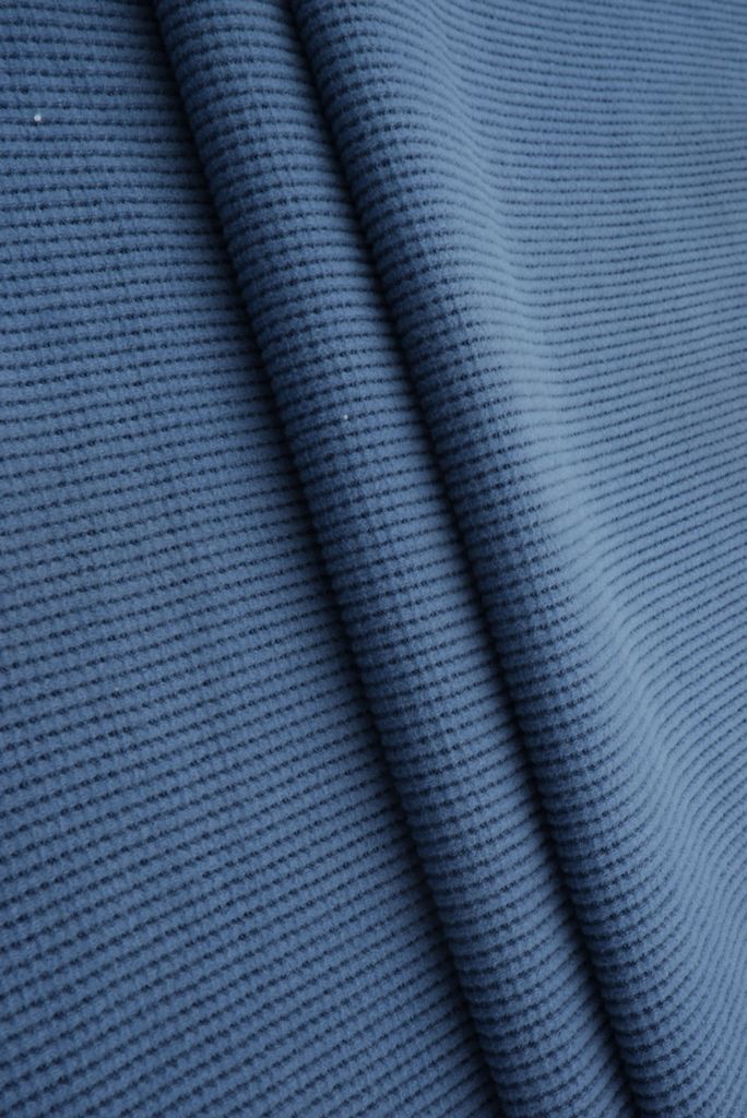 KNT4612 / DENIM BLUE / 97%POLY 3%SPANDEX 2x2 FLEECE WAFFLE SOLID