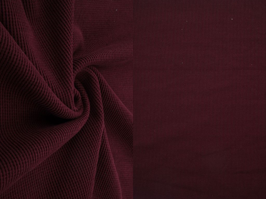 KNT4612 / BURGUNDY / 97%POLY 3%SPANDEX 2x2 FLEECE WAFFLE SOLID