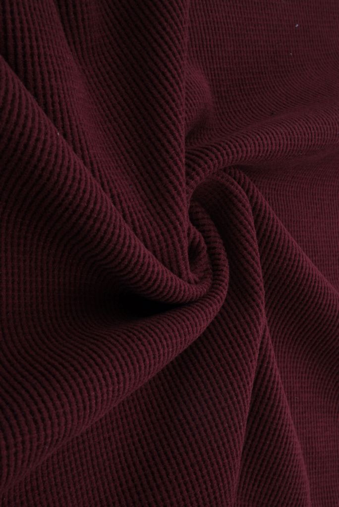 KNT4612 / BURGUNDY / 97%POLY 3%SPANDEX 2x2 FLEECE WAFFLE SOLID